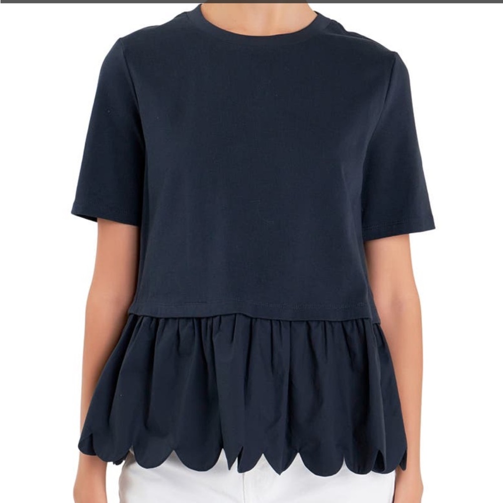 English Factory Navy Peplum Blouse